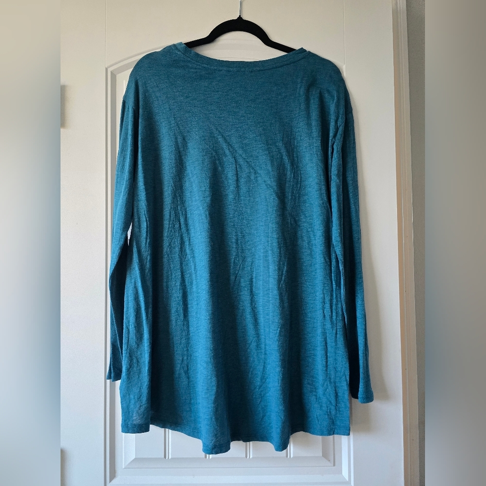 NWT Caslon Teal Slub Tunic Top Long Sleeve High Low Hem Soft Minimalist Coastal - Picture 6 of 10